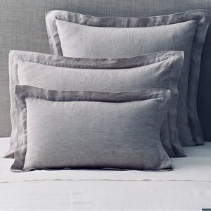 Restoration Hardware Vintage Washed Belgian Linen Pair Euro Shams Grey